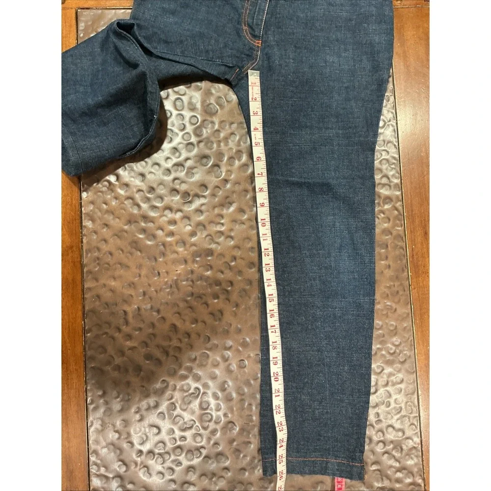 Michael Kors Collection Made In Italy Indigo Denim Jeans, Gold Ankle Zip, 6